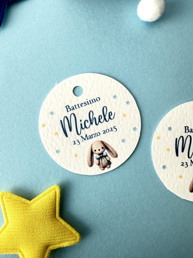 Tag bomboniera tema coniglietto