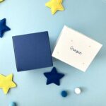 Coordinato battesimo con coniglietto di pezza blu