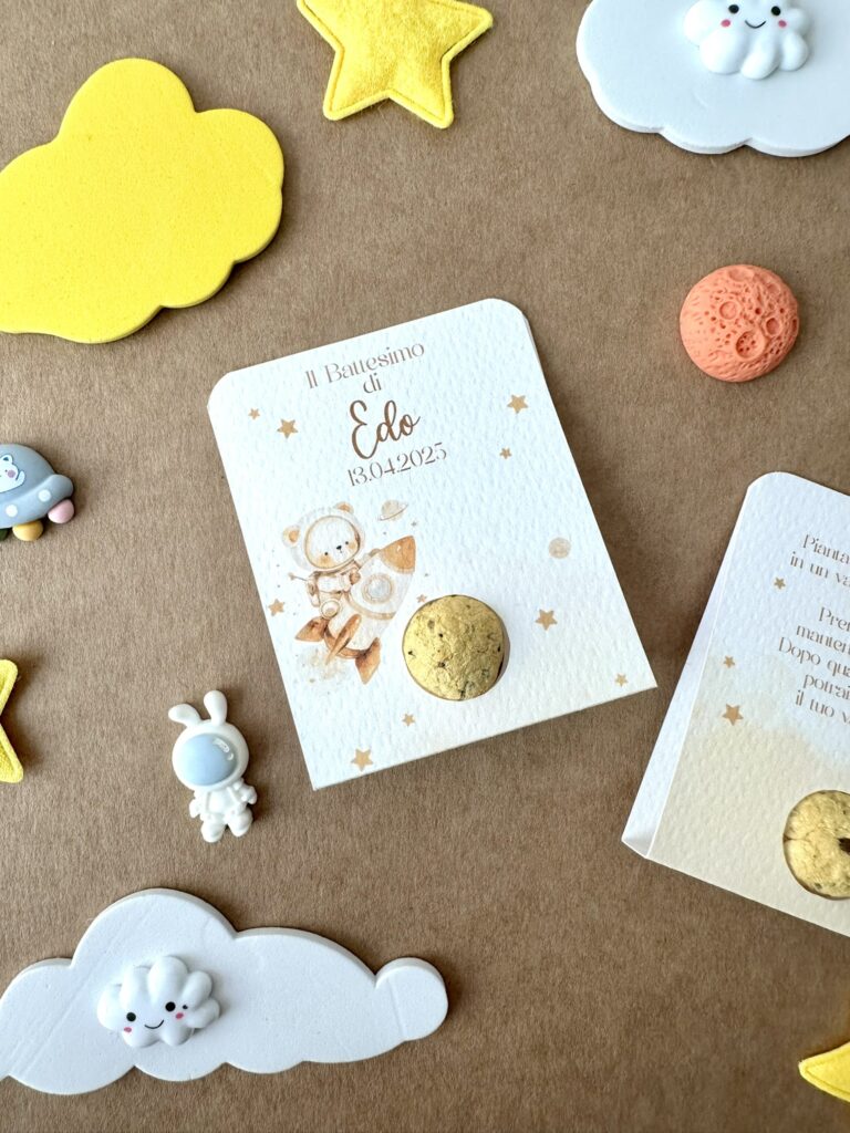Bomboniera battesimo a tema orsetto nello spazio