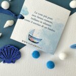 Retro porta cioccolatino tema mare con frase e illustrazione barchetta acquerello