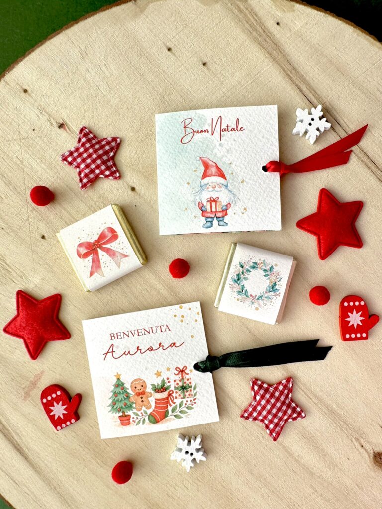Segnaposto con cioccolatino natalizio personalizzato