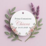 Tag Comunione personalizzati fantasia floreale rosa