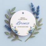 Tag Comunione personalizzati fantasia floreale azzurra