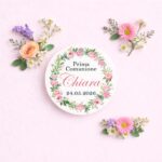 Tag Comunione personalizzati fantasia floreale rosa