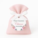 sacchetto Comunione confettata fantasia floreale rosa