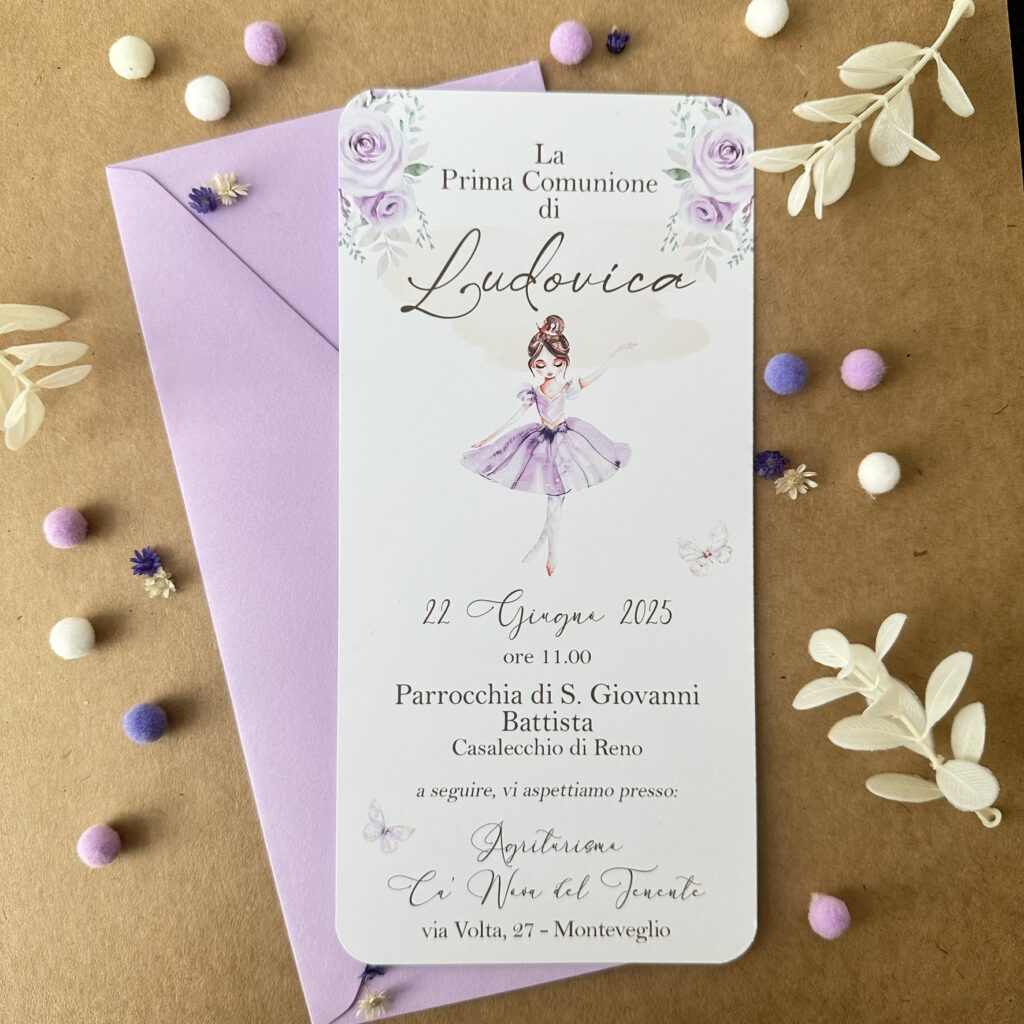 Invito prima comunione ballerina per bimba