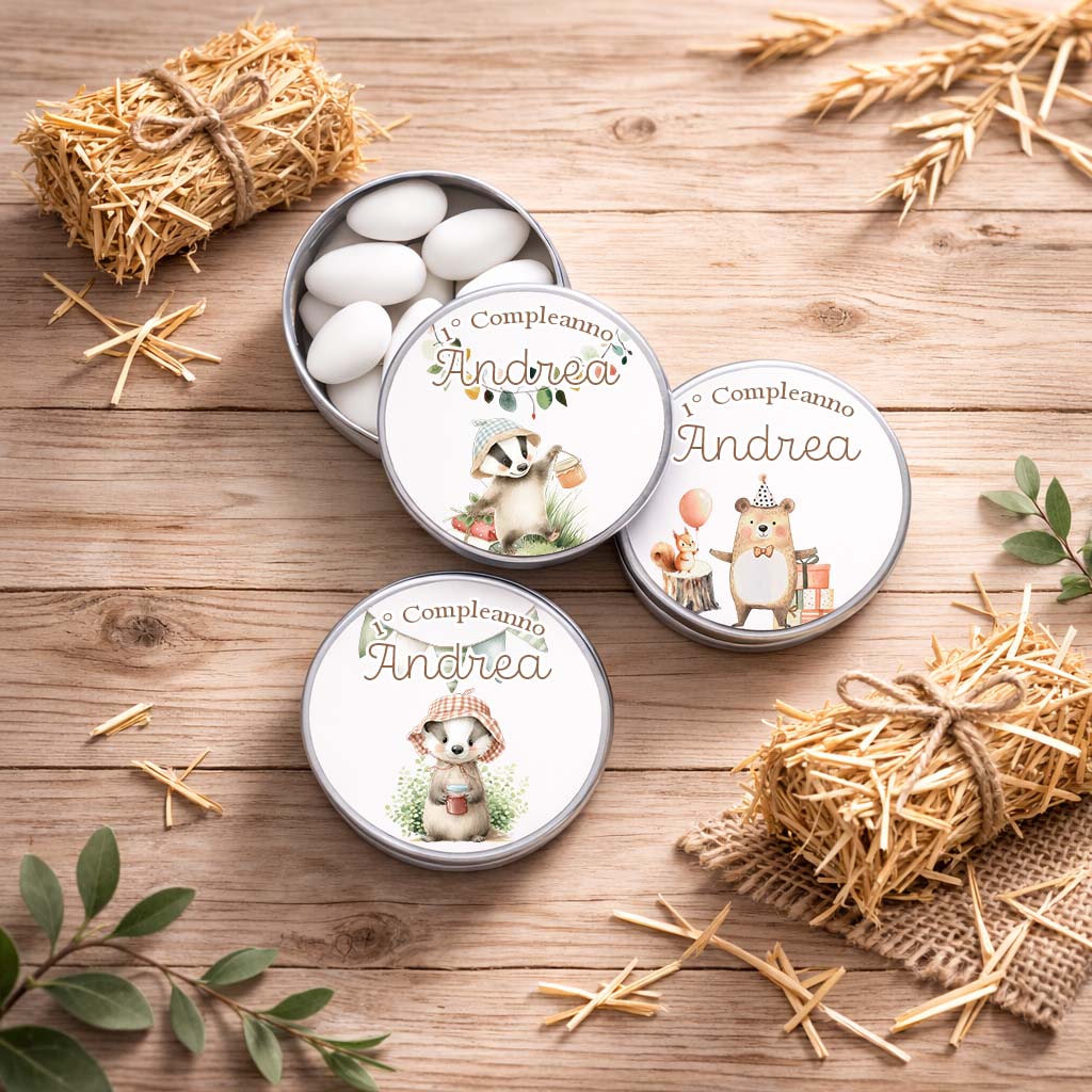 Scatole in latta tema animali del bosco