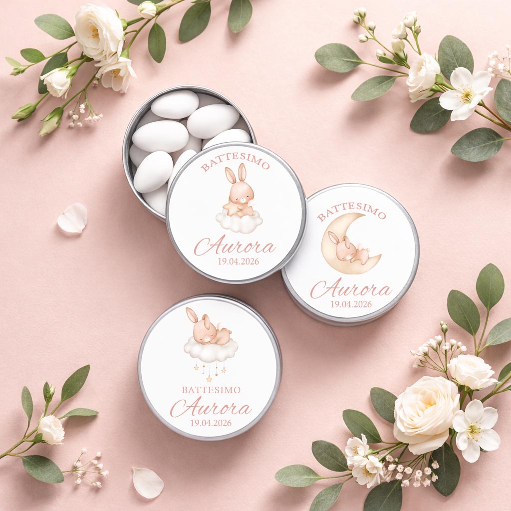 Scatoline in latta con coniglietto