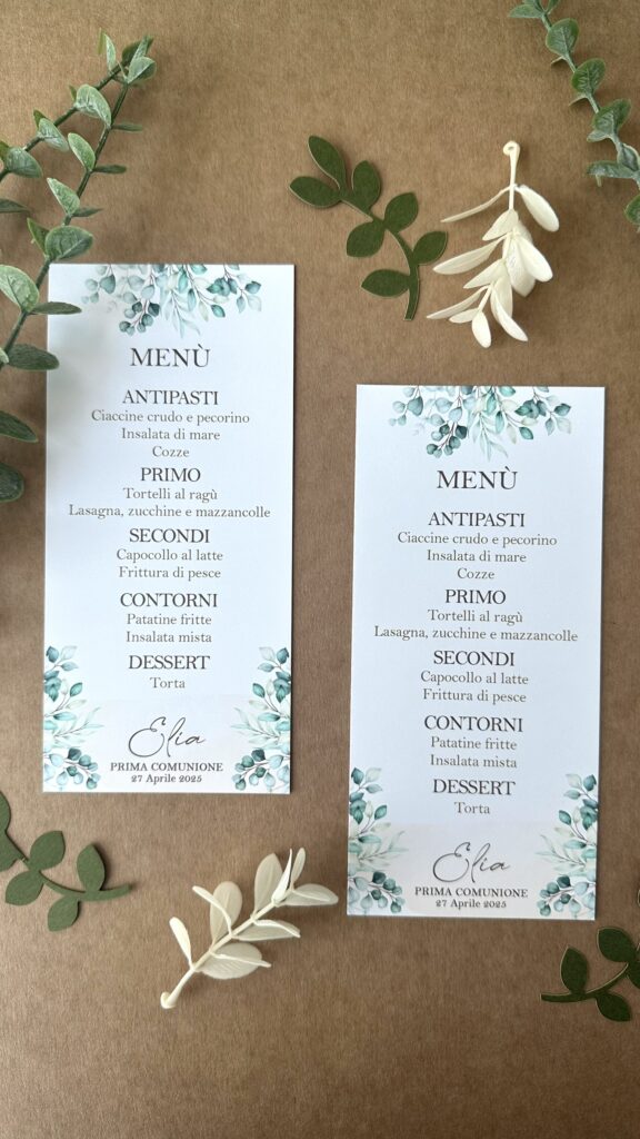 Menù tema eucalipto