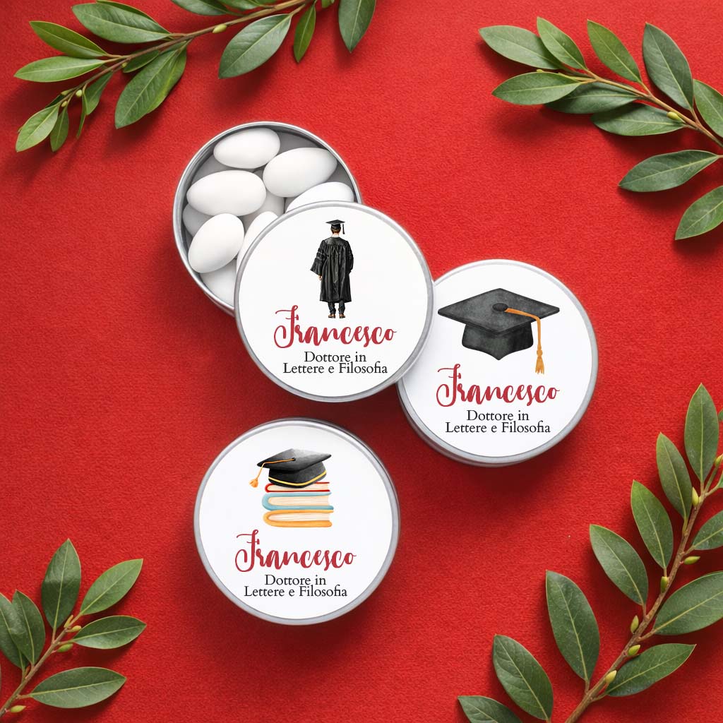Scatolina in latta per laurea