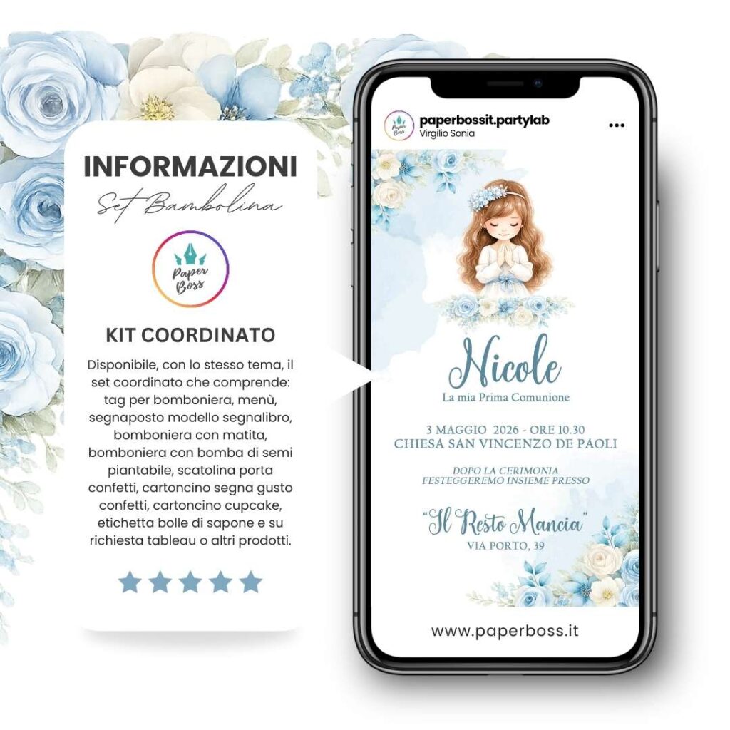 Invito digitale comunione bambina