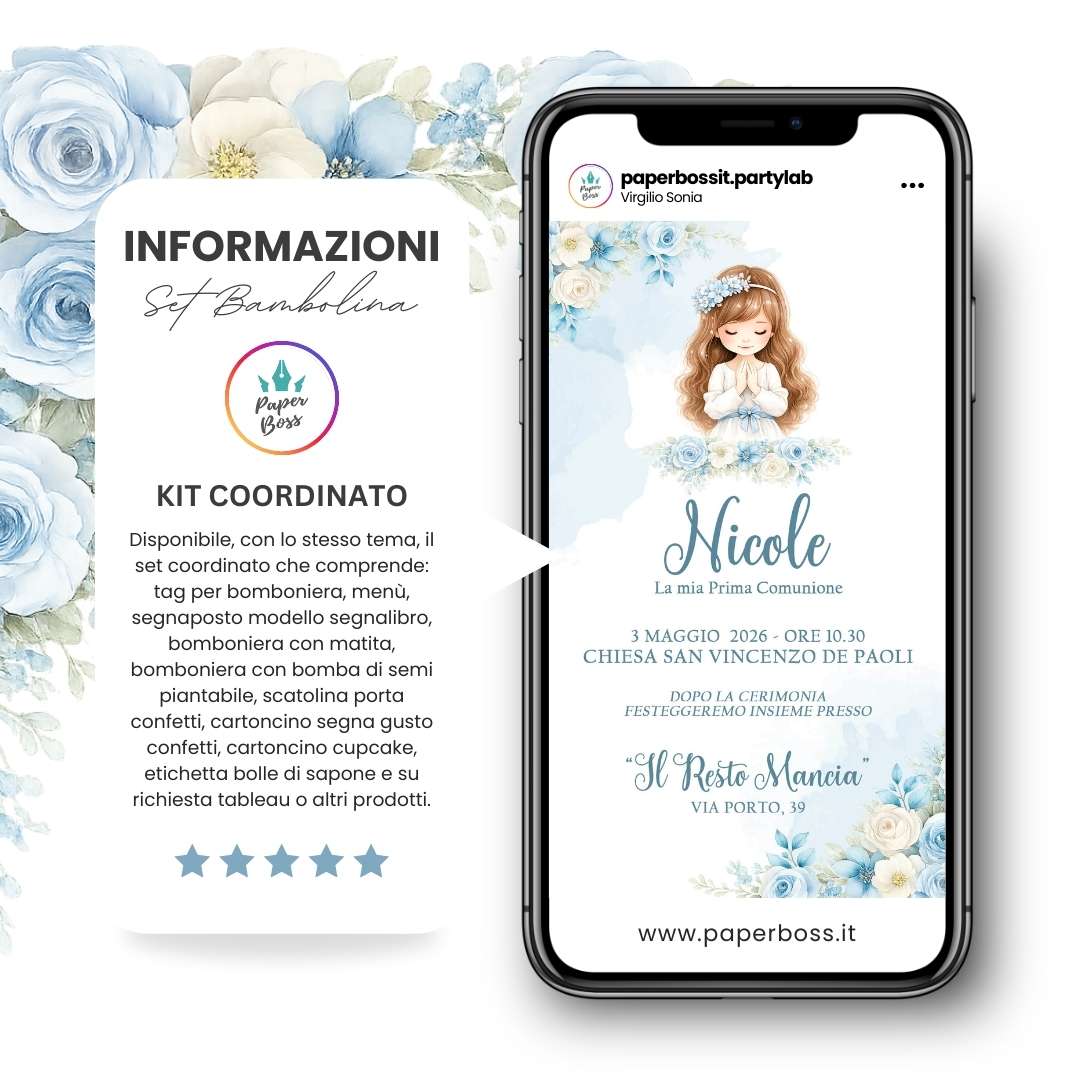 Invito digitale comunione bambina